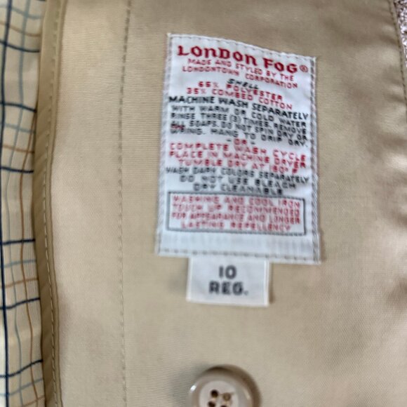 London Fog | Vintage Single breasted Trench Coat; Removable hood & liner; Khaki - Picture 5 of 6